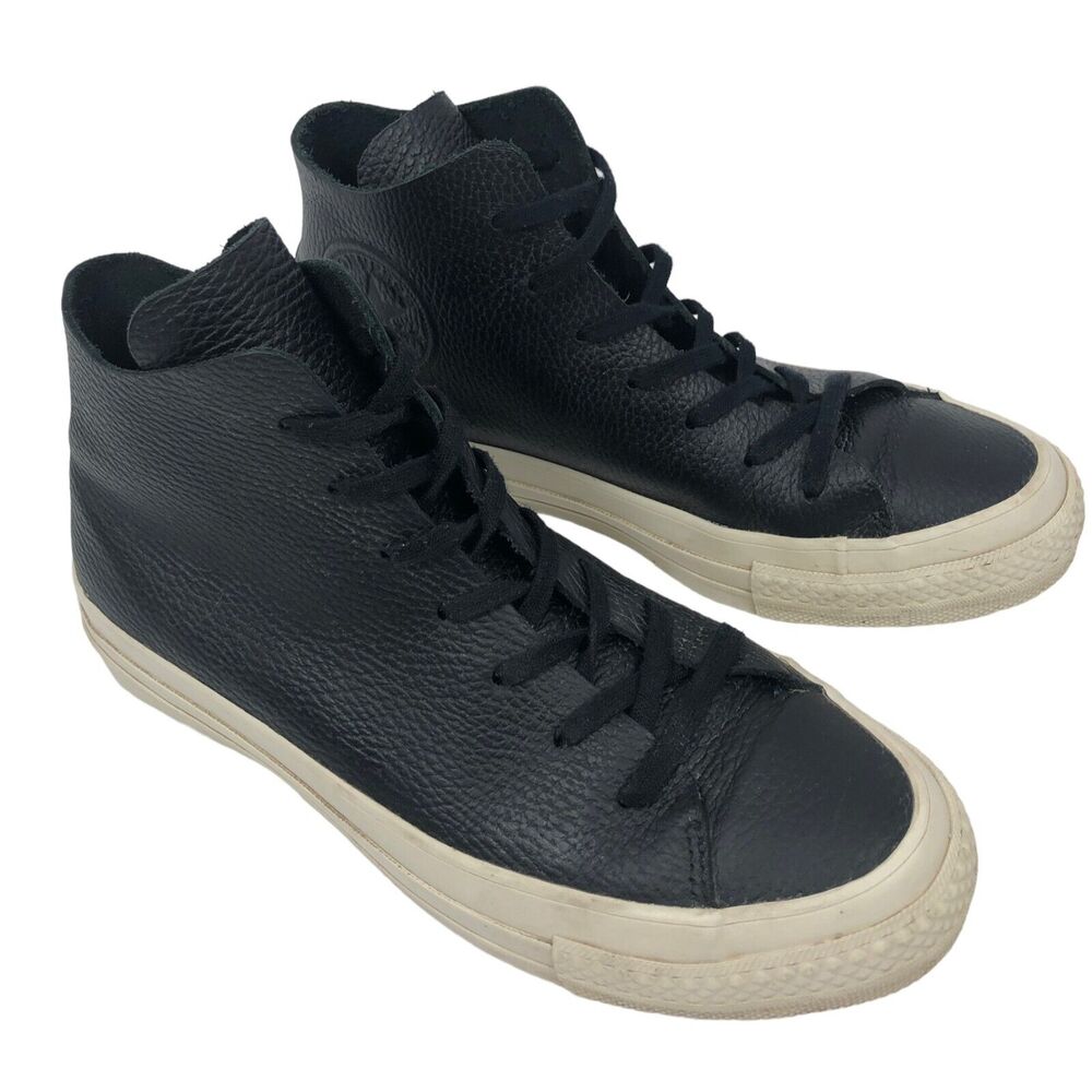 Converse Chuck Taylor All Star Prime Hi Top Black Leather Sneakers Men 5 Women 7